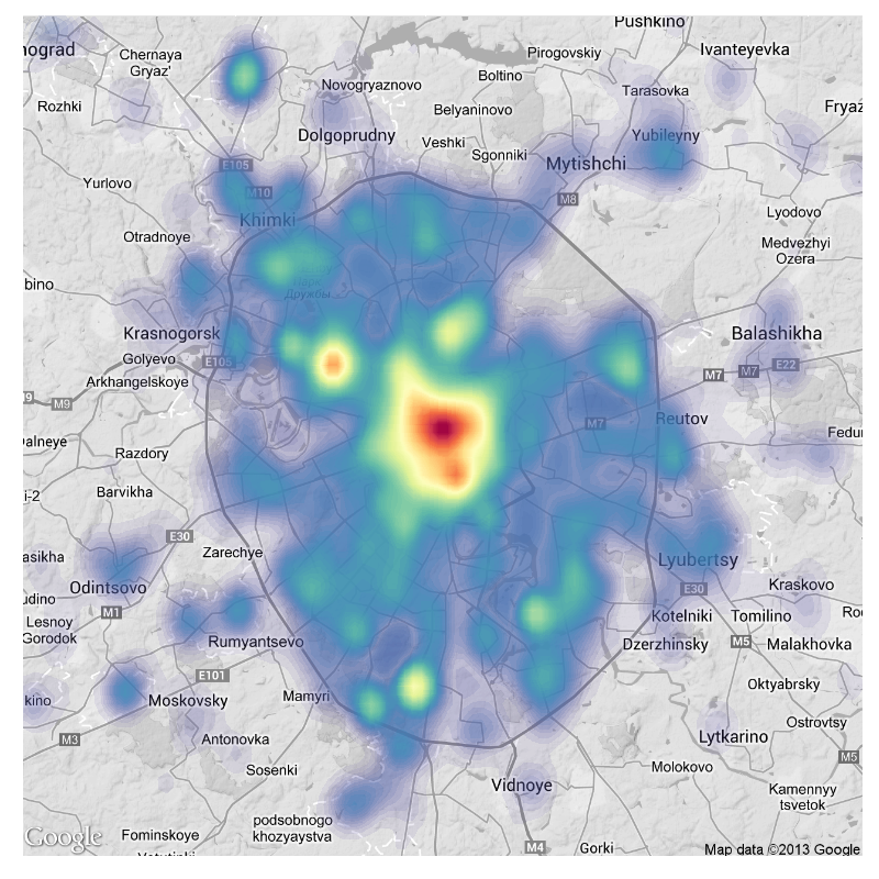 Moscow smiles density map